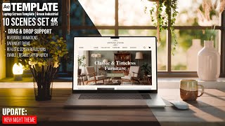 Laptop Screen After Effects Template | Green Industrial Room | Day & Night 10 Scenes Set ⬇️Download!