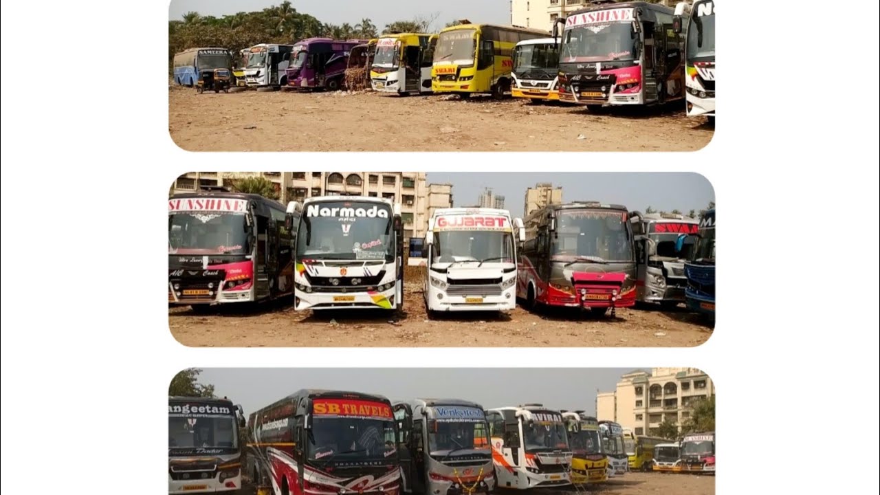 Mumbai bus Parking !! Orange Travels!! Bhakti Travels !! Vaibhav Travels