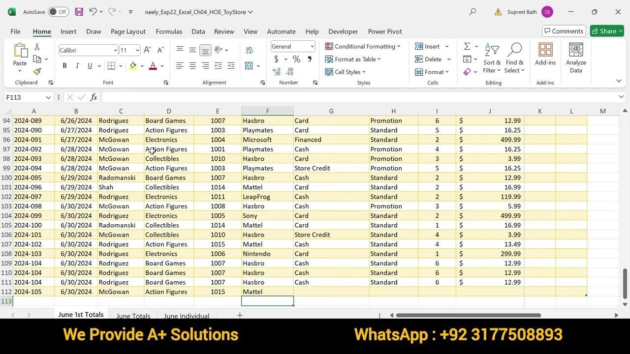 Excel Chapter 4 Hands-On Exercise - Toy Store (Pc Mac) Exp22_Excel_Ch04_Hoe - Toy Store| Exp25_Excel