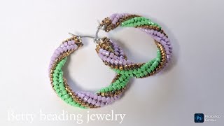 Spiral Herringbone Hoop Earring easy to make for beginners ,beading tutorial
