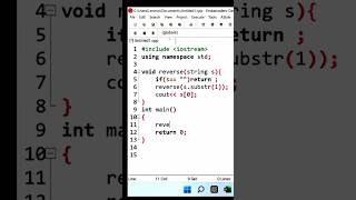 C++ Recursion Magic 😳 Reverse String Without Loop! 🔥