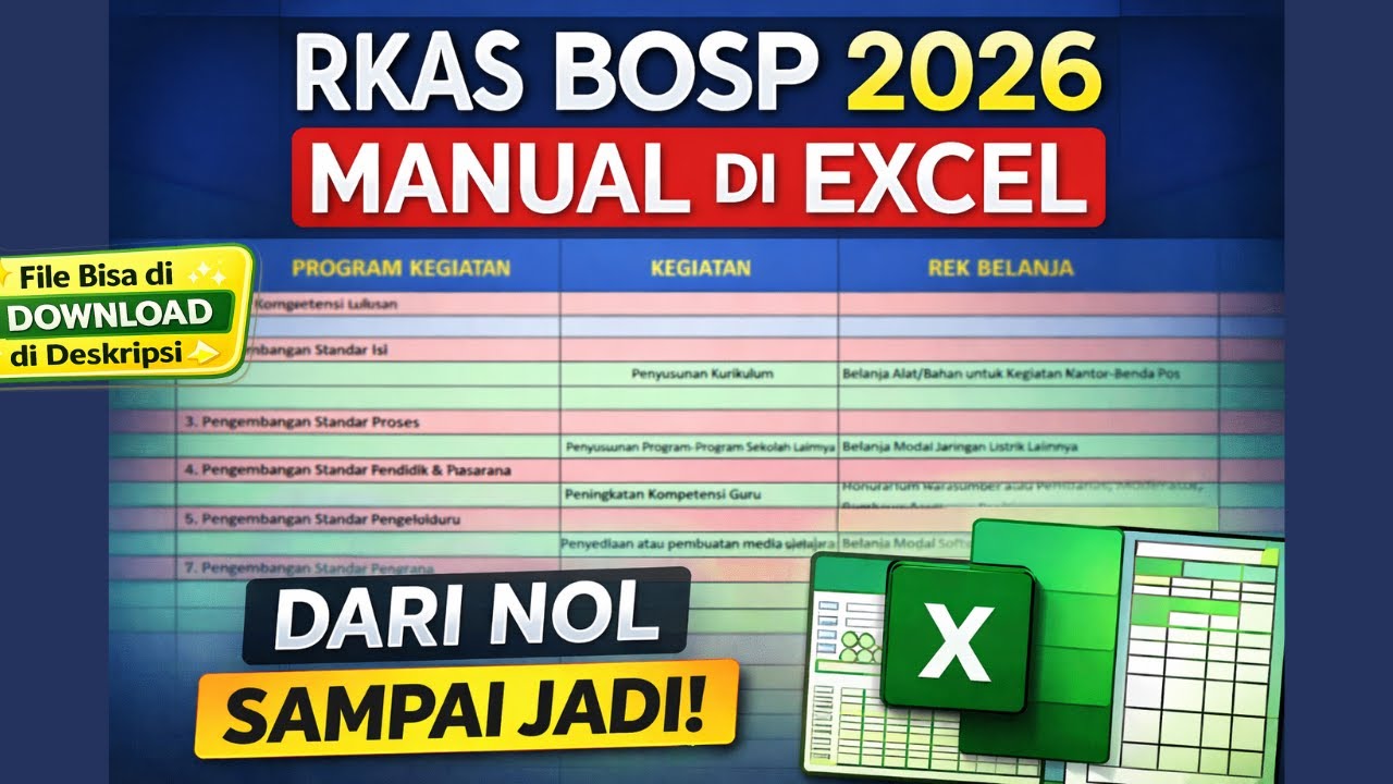 RKAS BOSP 2026 Manual di Excel | Lengkap dari Nol sampai Siap Cetak