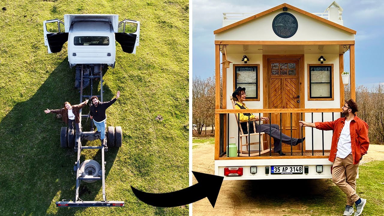 СТРОИТЕЛЬСТВО КАРАВАНА С НУЛЯ | 12 МЕСЯЦЕВ ЗА 12 МИНУТ