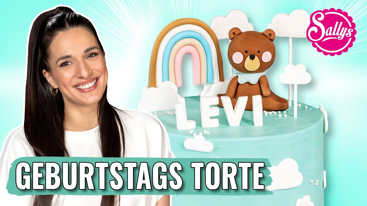 Baby-Torte mit süßem Bär🧸 / Geburtstagstorte / Fondant / Sallys Welt