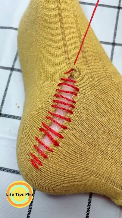Invisible stitches to fill holes in socks.Amazing Embroidery Stitches For Beginners. #shorts