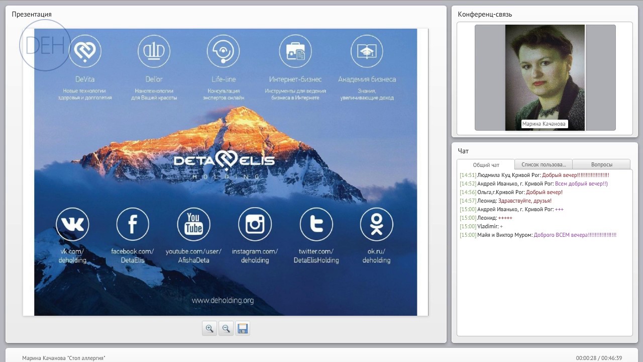 Вебинар по комплексу  Стоп аллергия Дета Элис Холдинг