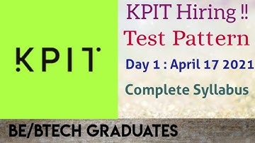 KPIT Test Pattern and Complete Syllabus for Day 1 April 17 2021 | Trainee Engineer | Freshers |