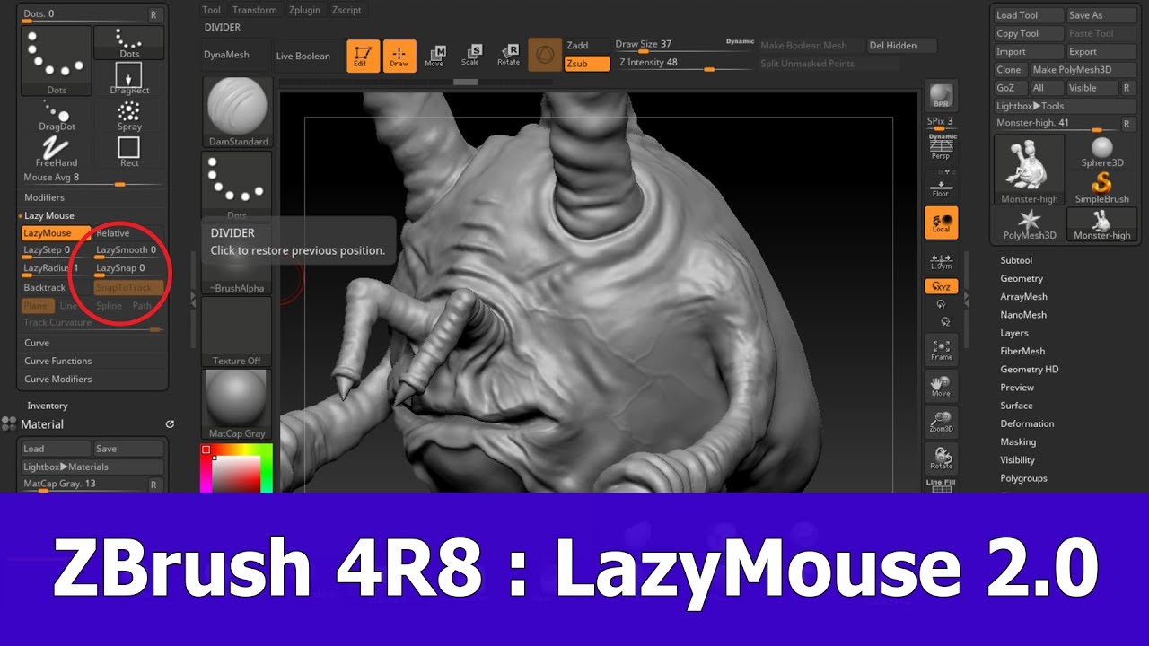 reset center axis zbrush 4r8