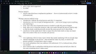 Process analysis lecture and assignment sheet