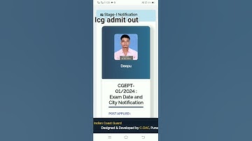 INDIAN COAST GUARD GD DB ADMIT Card out 01/2024 🇮🇳✅