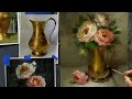 How to Paint Metal  Peonies in Brass Step by Step Lesson