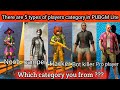 There are  mainly 5 types of Players category in PUBGM Lite - Death seller.