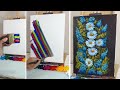 How to Paint White Daisies and Blue Flowers | Easy Acrylic Painting Tutorial for Beginners