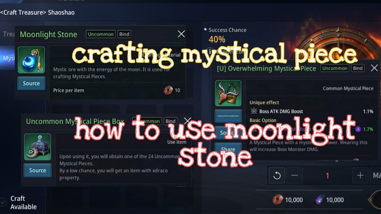 HOW & WHERE TO CRAFT MYSTICAL PIECE USING MOONLIGHT STONE | MIR4 