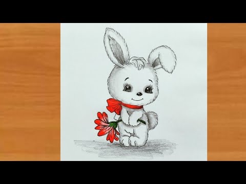 pencil drawing of a cute stuffed animal, bunny, | Midjourney