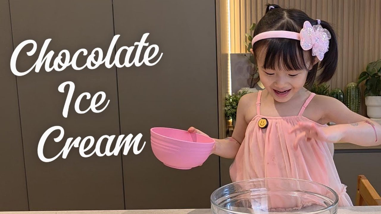 Kids cooking video - Gianna's Chocolate Ice Cream 🍨😊🙂💯👍😁❤️💖