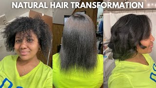VLOGMAS EP 11: Natural Hair Transformation: Blow Out + Flat Iron + Hair Cut, Curl, Style | ft Desade