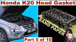Part 5 - Honda CRV 2 litre K20 A4 .... Skimming Cylinder Head with Sand Paper & Stone Slab. screenshot 5