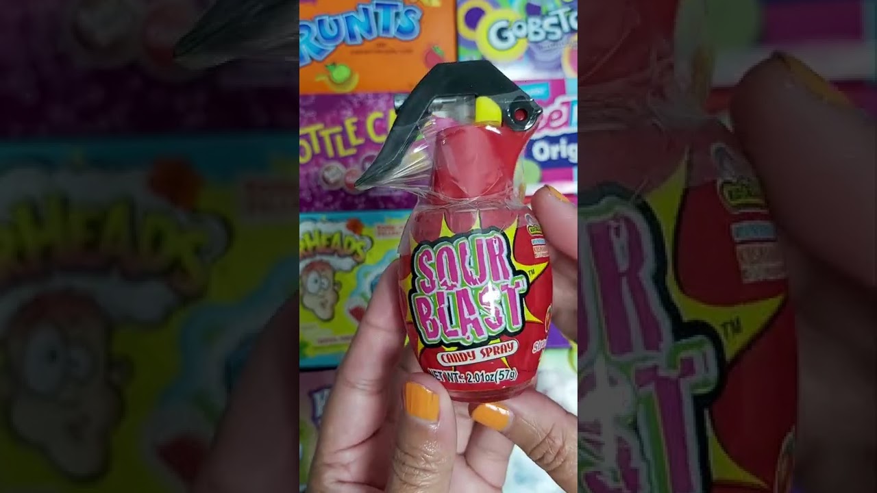 Candy Opening Video, Kidsmania Grenade Sour Blast, Strawberry Flavored Candy Spray 