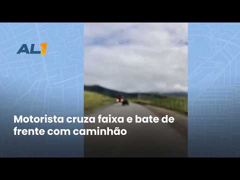 Vídeo mostra carro invadindo contramão e batendo de frente com caminhão em Alagoas 30/7
