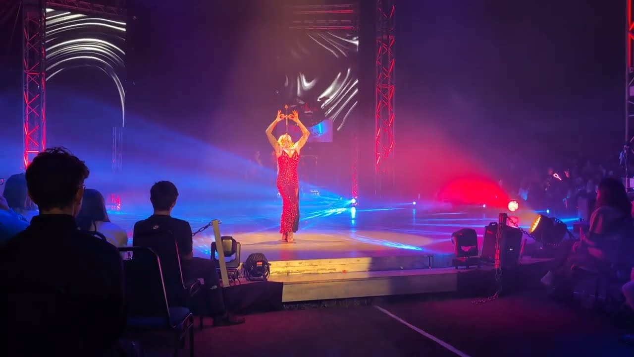 Lucky Hell's Aerial Sword Swallowing Act At Circus Extreme Bristol