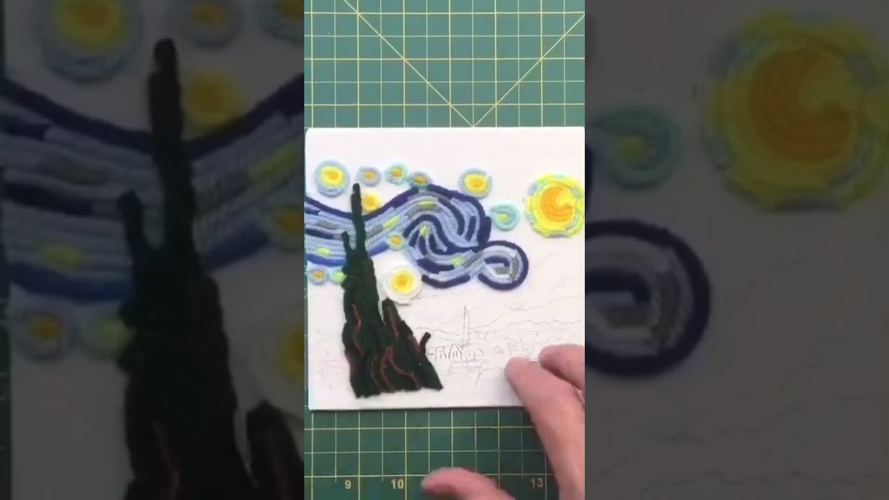 3. World’s Smallest Starry Night Yarn Painting: The Cypress Tree  
