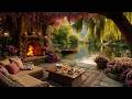 Warm Spring Porch By The Lake Smooth Jazz Crackling Fireplace For Relax Study Work