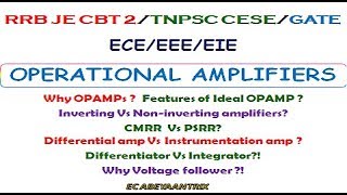 RRB JE CBT 2 / TNPSC CESE /GATE - ECE/EEE/EIE - OPAMP | Tamil & English