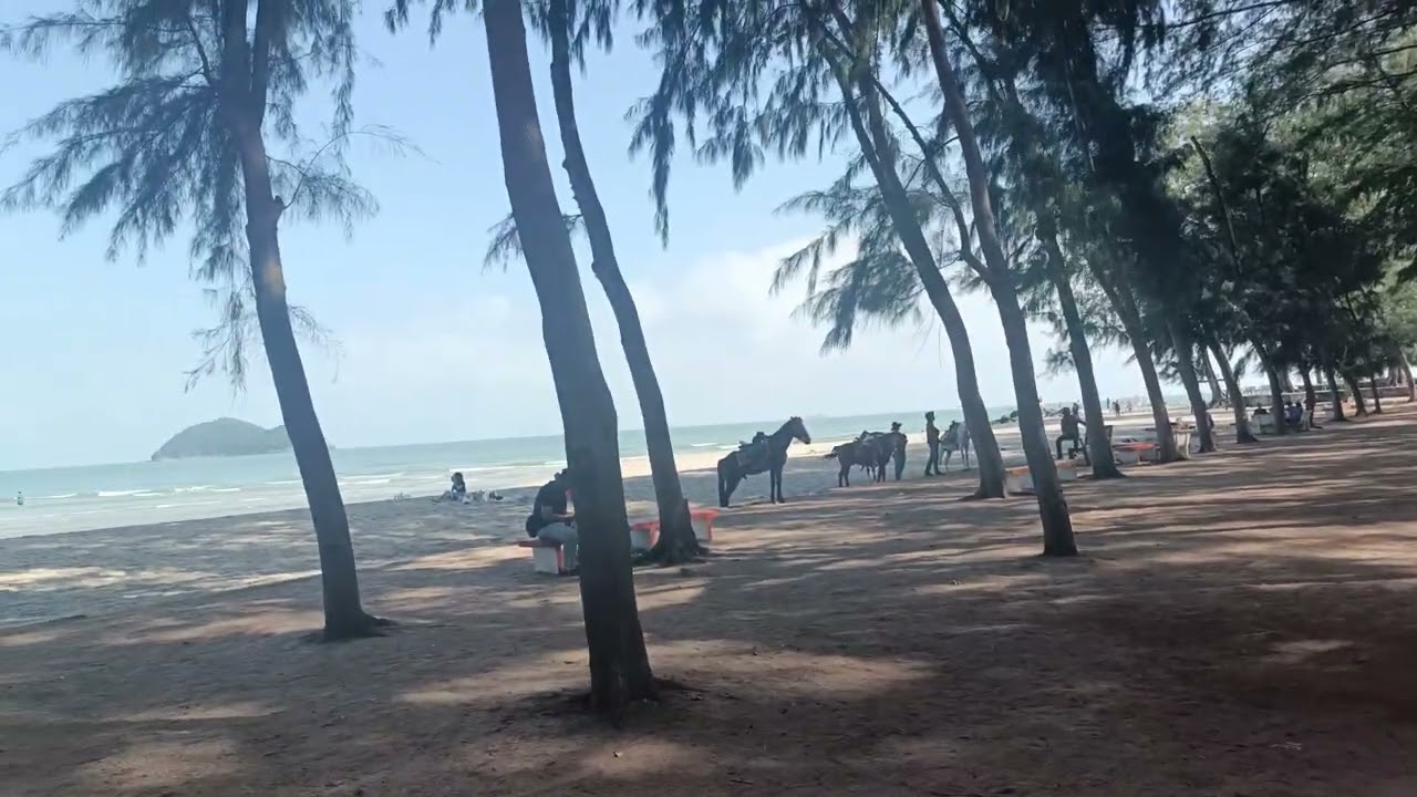Tourist attraction at songkhla, samila beach