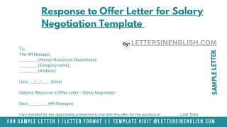 Response To Offer Letter For Salary Negotiation Template
