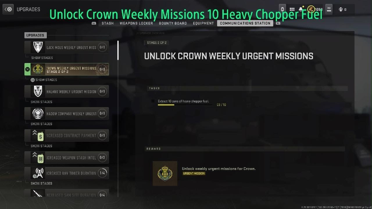 DMZ Unlock Crown Weekly Mission. Extract 10 Heavy Chopper Fuel🔓👑