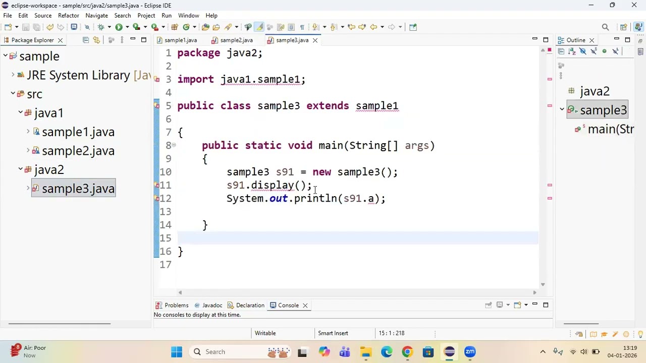Java code in Eclipse - Private Access Specifier