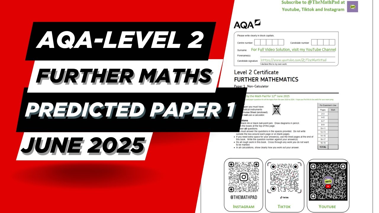 AQA Level 2 Further Maths Paper 1 (Non-Calculator) Predicted Paper June ...