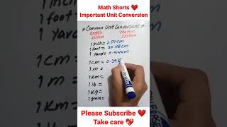 Important Unit Conversions | Math Shorts 🔥💚