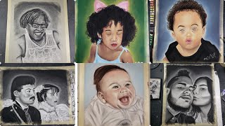 6 Drawings Under 9 minutes | Portrait Compilation Video