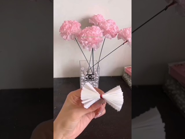#DIY tissue paper flower ideas 🥀 #youtubeshorts #craft #decoration #flowers #ideas #shorts class=