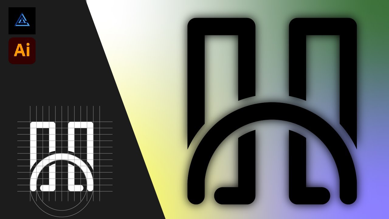 Letter H Logo Design Super Easy Tutorial Style - Illustrator Best Techniques For Experts & Beginners