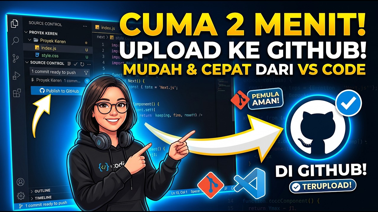 upload proyek ke github dengan mudah dengan vs code - YouTube