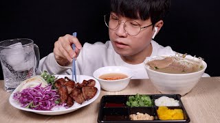 베트남 소고기 쌀국수 & 분짜 먹방 리얼사운드ㅣASMR MukbangㅣVietnam Beef soup & Bun chaㅣphở bò & Bún chả Real sound