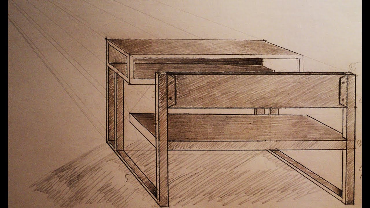 How To Draw One Point Perspective School Desk Youtube