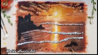 ?Drawing a sunset on a quie beach??️sunset