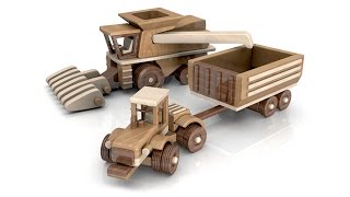 Wood Toy Plans - Big John Farm Tractor Trailer Combine