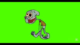 Insane Squidward Running Green Screen