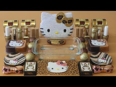 Mixing”Leopard Kitty” Eyeshadow and Makeup,parts,glitter Into Slime!Satisfying Slime Video!★ASMR★