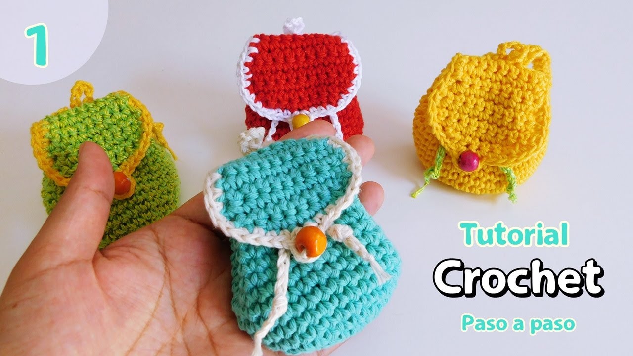 Mini mochila crochet-ganchillo. Souvenirs, Monedero, LLavero. Crochet mini pattern. 1 - YouTube