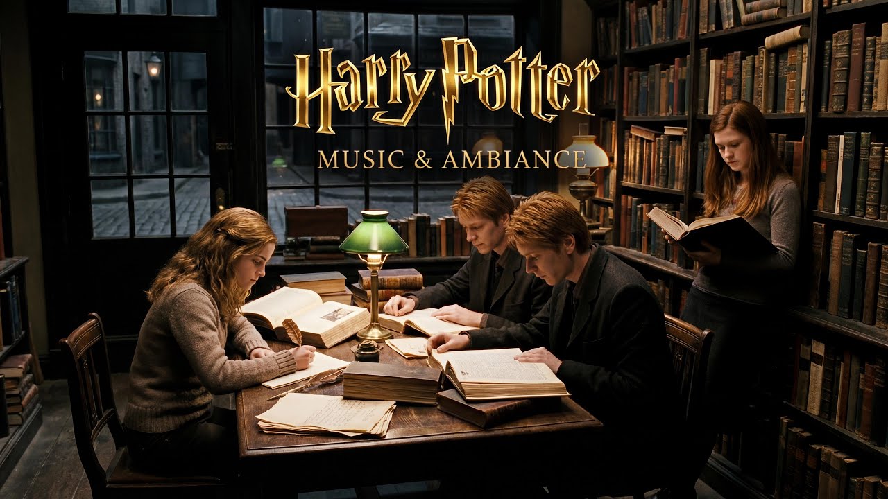 Study With Me at Hogwarts | Harry Potter Night Library Ambience & Deep Focus