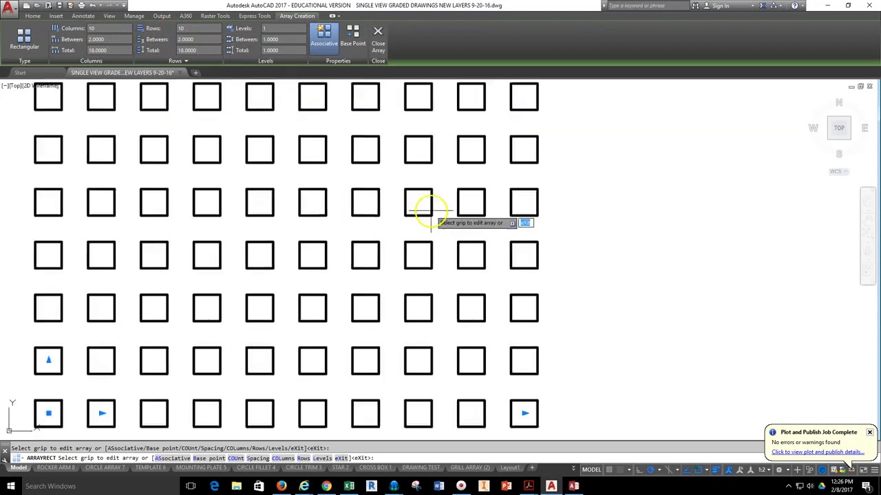 autocad array commands | rectangular array command |... AutoCAD - Rectangular and Polar Array - YouTube