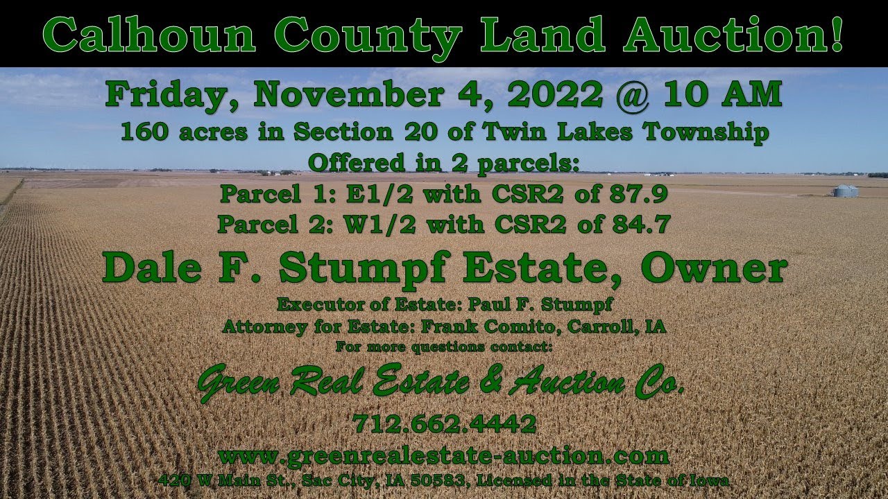 Calhoun County, Iowa Land Auction! YouTube