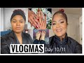 VLOGMAS DAY 10 &amp;11 GETTING MY CHRISTMAS NAILS DONE| CHILL MAKEUP TUTORIAL //PENELOPE PALACE//