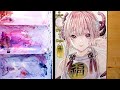 【透明水彩】3倍速●イラストメイキング【福丸】●Watercolor Painting